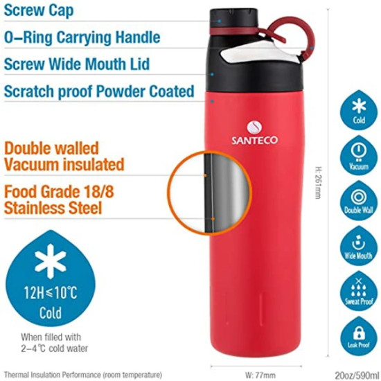 زمازم رياضية استيل 590 مل، احمر