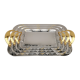 Set of 3-piece trays with distinctive stainless steel patterns with a golden handle