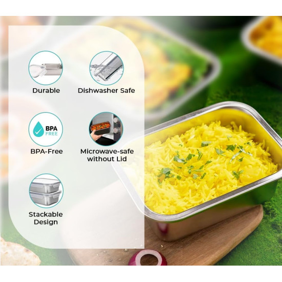 حافظة طعام من ستانلس ستيل مربع مقاس 640 مل