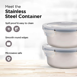 حافظة طعام من ستانلس ستيل مدور مقاس 1500 مل 