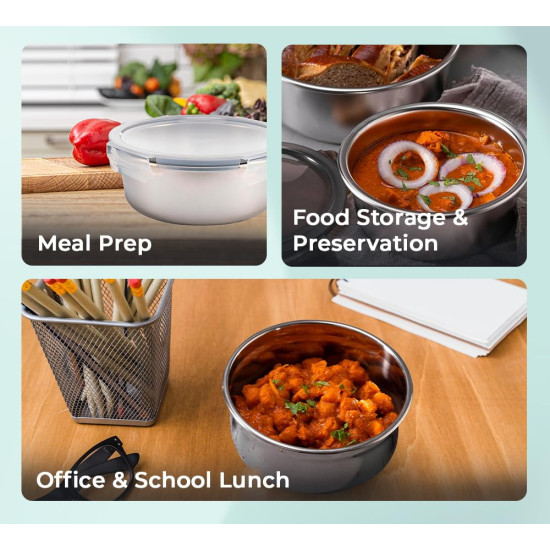 حافظة طعام من ستانلس ستيل مدور مقاس 1500 مل