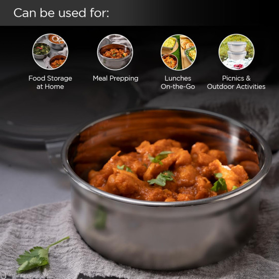 حافظة طعام من ستانلس ستيل مدور مقاس 1500 مل