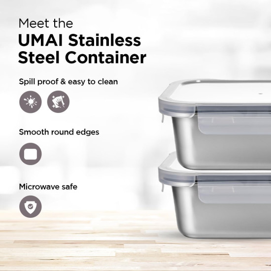 حافظة طعام من ستانلس ستيل مربع مقاس 640 مل