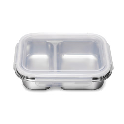 حافظة طعام من ستانلس ستيل مستطيل مقسم مقاس 800 مل 