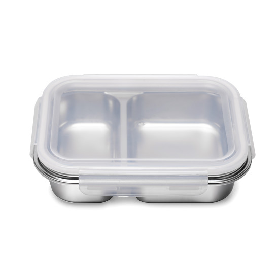 حافظة طعام من ستانلس ستيل مستطيل مقسم مقاس 800 مل
