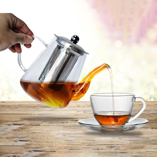 براد شاي زجاجي حراري مزود بمصفاة داخلية 800 مل