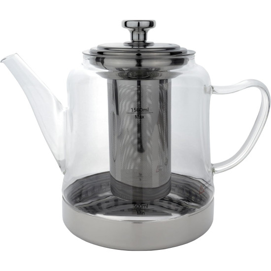 براد شاي زجاجي حراري مزود بمصفاة داخلية 1500 مل