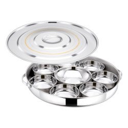 صينية إفطار استيل خط ذهبي من بوهارا هندي 50 سم