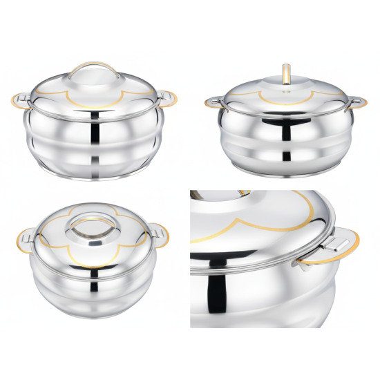 Bohara Steel Sama Gold Embossed 2000ml Containers