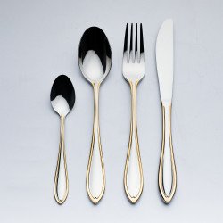 طقم أدوات مائدة من ريسا 72 قطعة فضي - ذهبي