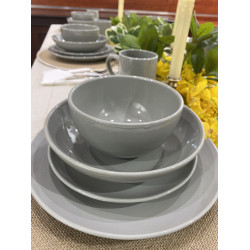 Rissa 24-Piece Porcelain Dinner Set, Grey