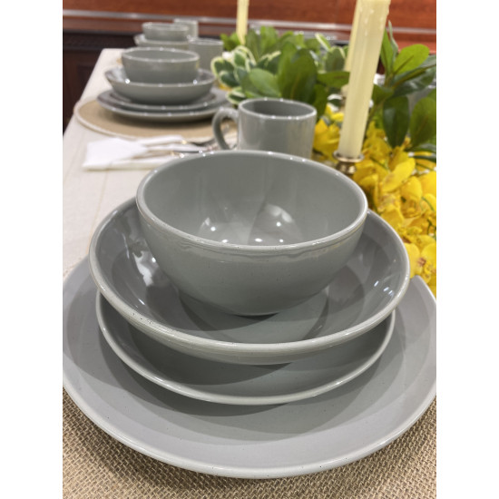 طقم سفرة عشاء بورسلين من ريسا 30 قطعة رمادي