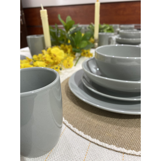 طقم سفرة عشاء بورسلين من ريسا 30 قطعة رمادي