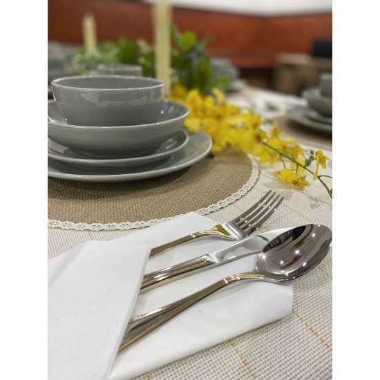 طقم سفرة عشاء بورسلين من ريسا 30 قطعة رمادي