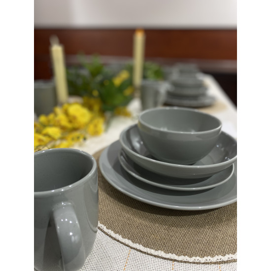 طقم سفرة عشاء بورسلين من ريسا 30 قطعة رمادي