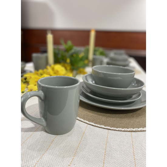 طقم سفرة عشاء بورسلين من ريسا 30 قطعة رمادي