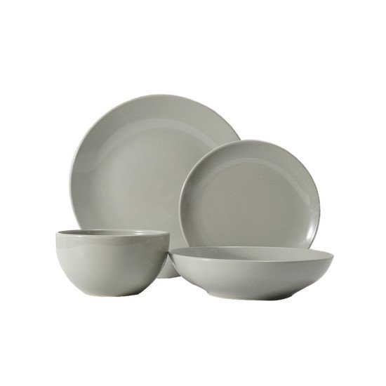 طقم سفرة عشاء بورسلين من ريسا 24 قطعة رمادي