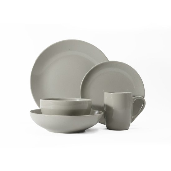 طقم سفرة عشاء بورسلين من ريسا 30 قطعة رمادي