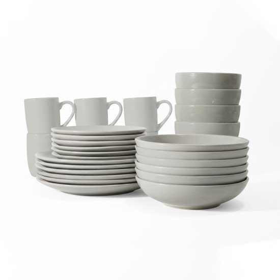 طقم سفرة عشاء بورسلين من ريسا 30 قطعة رمادي
