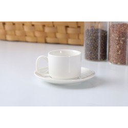 طقم اكواب مع صحون للشاي والقهوة والإسبريسو 6 قطع 90 مل