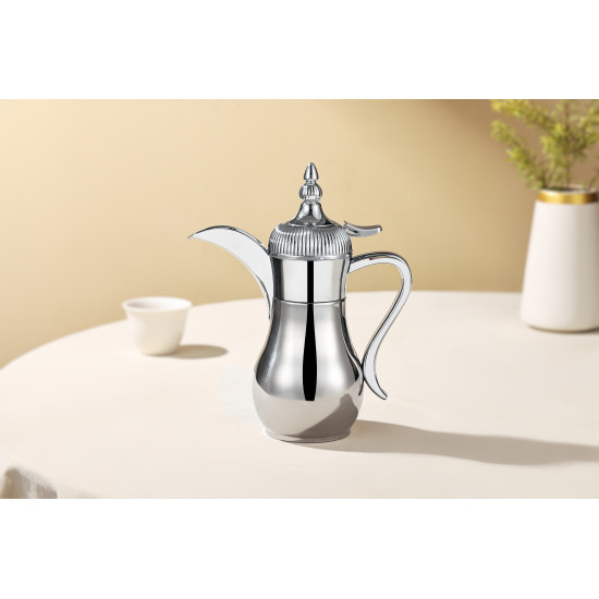 دلة قهوة استانلس ستيل فضي فاخرة 0.6 لتر