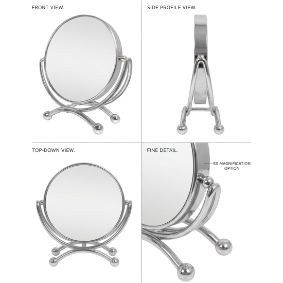 مراية دائرية ذات وجهين - مرآة عادية + مرآة مكبرة 15 سم