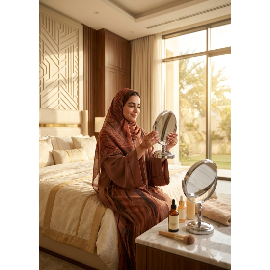 مراية دائرية ذات وجهين - مرآة عادية + مرآة مكبرة 12.5 سم