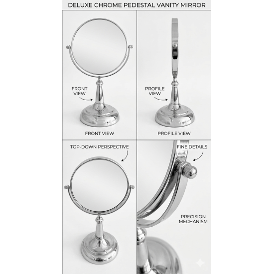 مراية دائرية ذات وجهين - مرآة عادية + مرآة مكبرة 20 سم