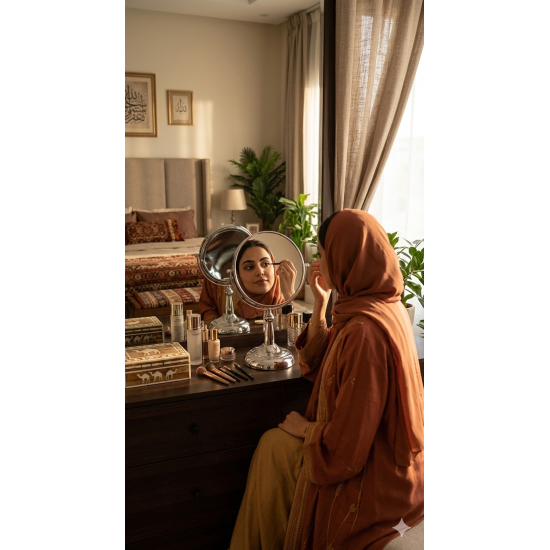 مراية دائرية ذات وجهين - مرآة عادية + مرآة مكبرة 20 سم