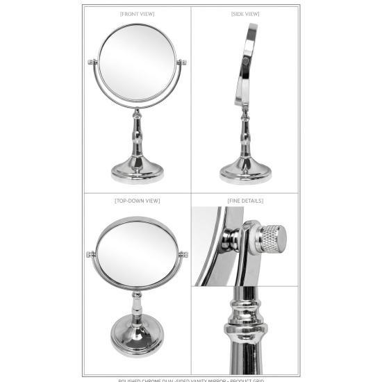 مراية دائرية ذات وجهين - مرآة عادية + مرآة مكبرة 15 سم