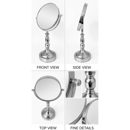مراية دائرية ذات وجهين - مرآة عادية + مرآة مكبرة 17 سم