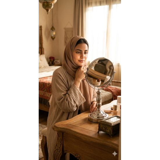 مراية دائرية ذات وجهين - مرآة عادية + مرآة مكبرة 17 سم