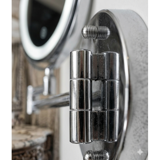 مراية دائرية حائط ذات وجهين مع ليد - مرآة عادية + مرآة مكبرة 20 سم