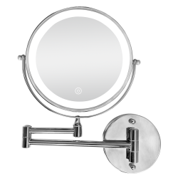 مراية دائرية حائط ذات وجهين مع ليد - مرآة عادية + مرآة مكبرة 20 سم