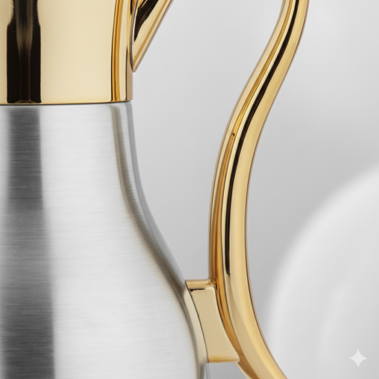 دلة قهوة من ريسا استانلس ستيل بلمسة ذهبية فاخرة 500 مل دلة قهوة من ريسا استانلس ستيل بلمسة ذهبية فاخرة 500 مل