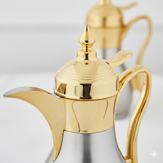 دلة قهوة من ريسا استانلس ستيل بلمسة ذهبية فاخرة 500 مل دلة قهوة من ريسا استانلس ستيل بلمسة ذهبية فاخرة 500 مل