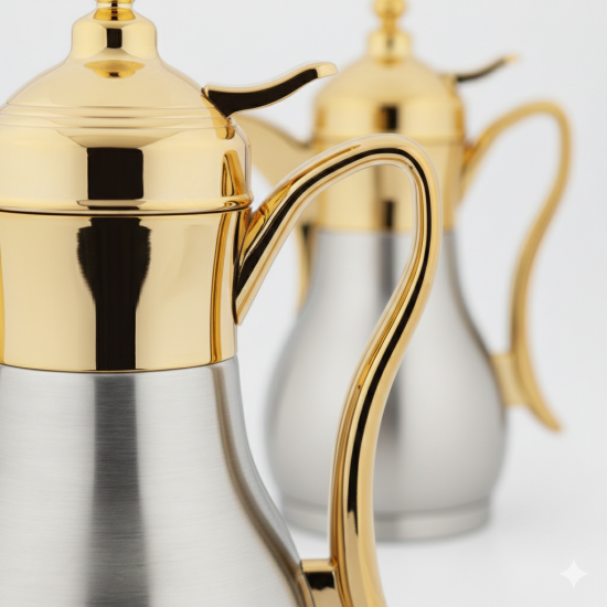 دلة قهوة من ريسا استانلس ستيل بلمسة ذهبية فاخرة 500 مل دلة قهوة من ريسا استانلس ستيل بلمسة ذهبية فاخرة 500 مل
