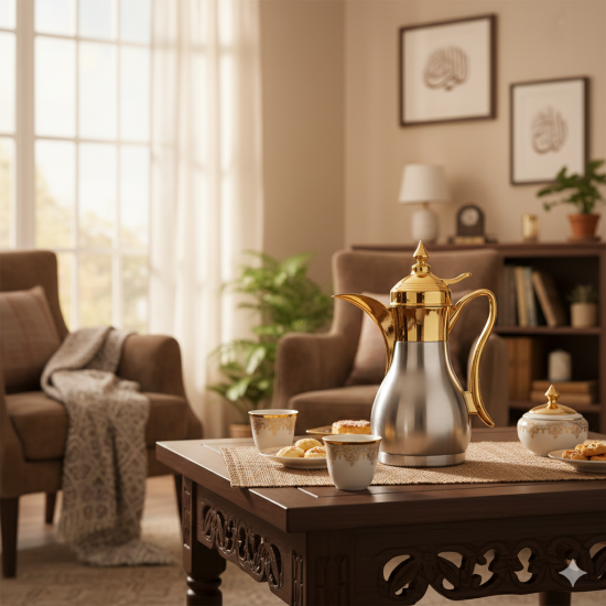 دلة قهوة من ريسا استانلس ستيل بلمسة ذهبية فاخرة 500 مل دلة قهوة من ريسا استانلس ستيل بلمسة ذهبية فاخرة 500 مل