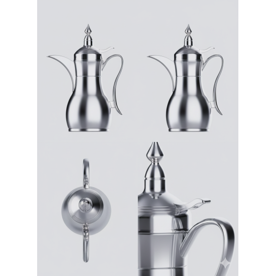 دلة قهوة من ريسا استانلس ستيل فضي فاخرة 1 لتر