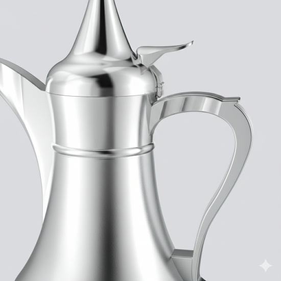 دلة قهوة من ريسا استانلس ستيل فضي فاخرة 1 لتر