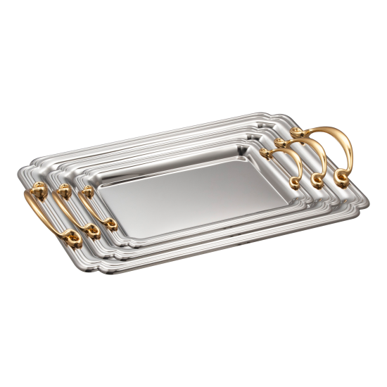 طقم صواني تقديم مشروبات استانلس ستيل – 3 قطع طقم صواني تقديم مشروبات استانلس ستيل – 3 قطع