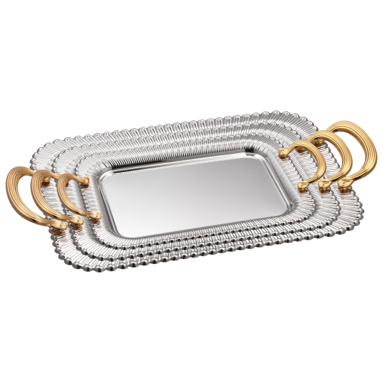 طقم صواني تقديم مشروبات استانلس ستيل – 3 قطع طقم صواني تقديم مشروبات استانلس ستيل – 3 قطع