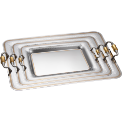 طقم صواني تقديم مشروبات استانلس ستيل – 3 قطع