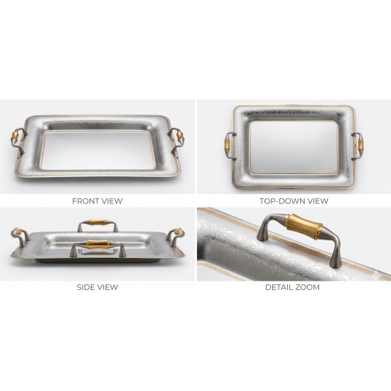 صينية تقديم مشروبات استانلس ستيل - وسط