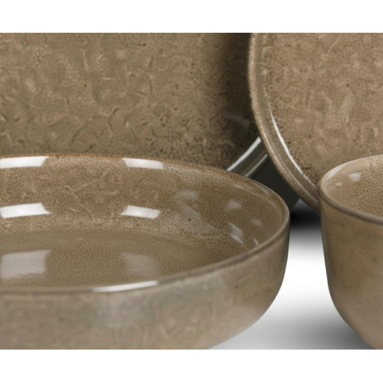 طقم سفرة عشاء خزفي من ريسا 24 قطعة بني غامق