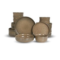 طقم سفرة عشاء خزفي من ريسا 24 قطعة بني غامق
