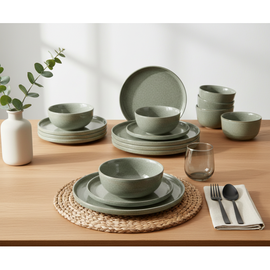 طقم سفرة عشاء خزفي من ريسا 24 قطعة أخضر طقم سفرة عشاء خزفي من ريسا 24 قطعة أخضر