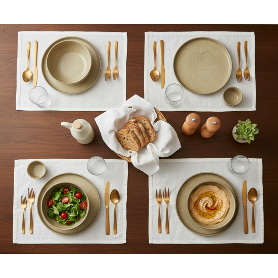 طقم سفرة عشاء خزفي من ريسا 24 قطعة بني فاتح