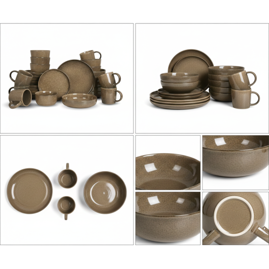 طقم سفرة عشاء خزفي من ريسا 30 قطعة بني