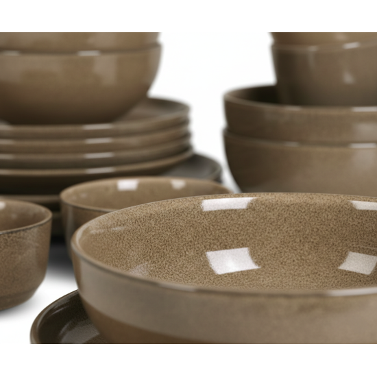 طقم سفرة عشاء خزفي من ريسا 30 قطعة بني